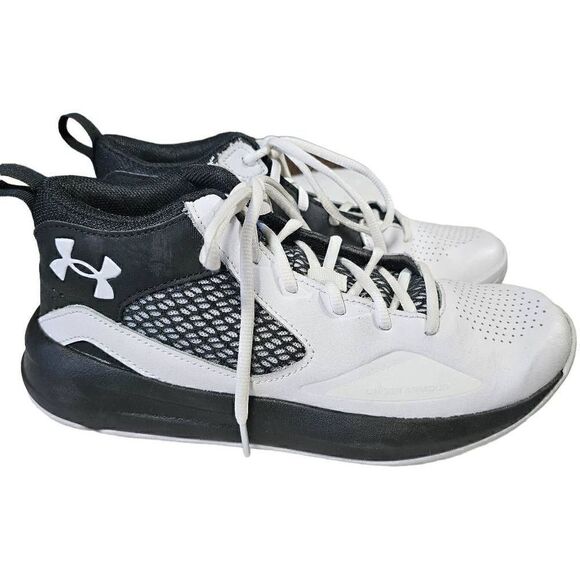 Under Armour Unisex White Black Lockdown 5 Athletic Basketball Shoes Sz M8/W9.5 - Picture 2 of 8